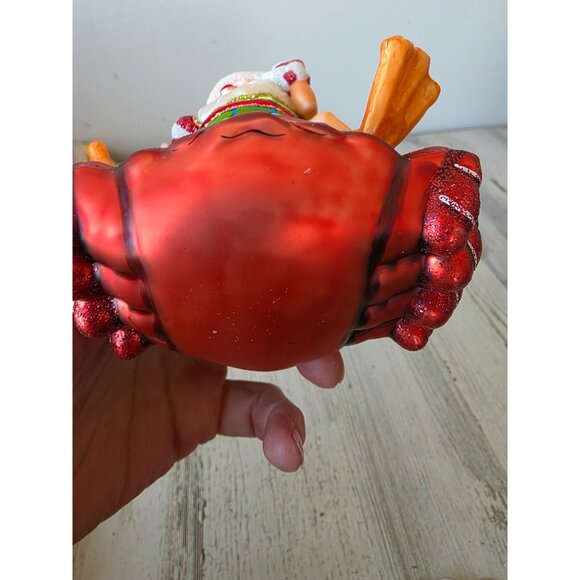 Crab Santa glass glitter ornament diver Xmas‎ tree - Picture 9 of 9